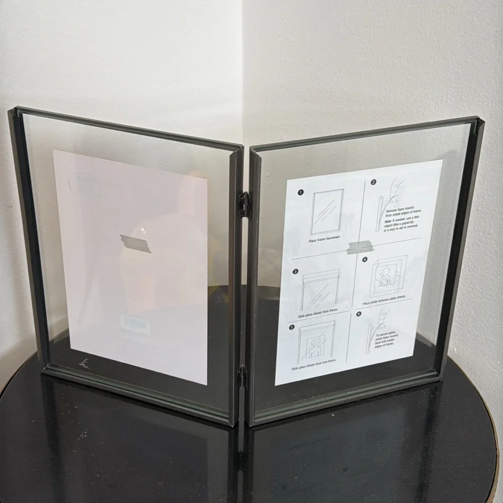 NWT Green Tree Gallery Chrome 5x7 Double Picture Frame Slide In